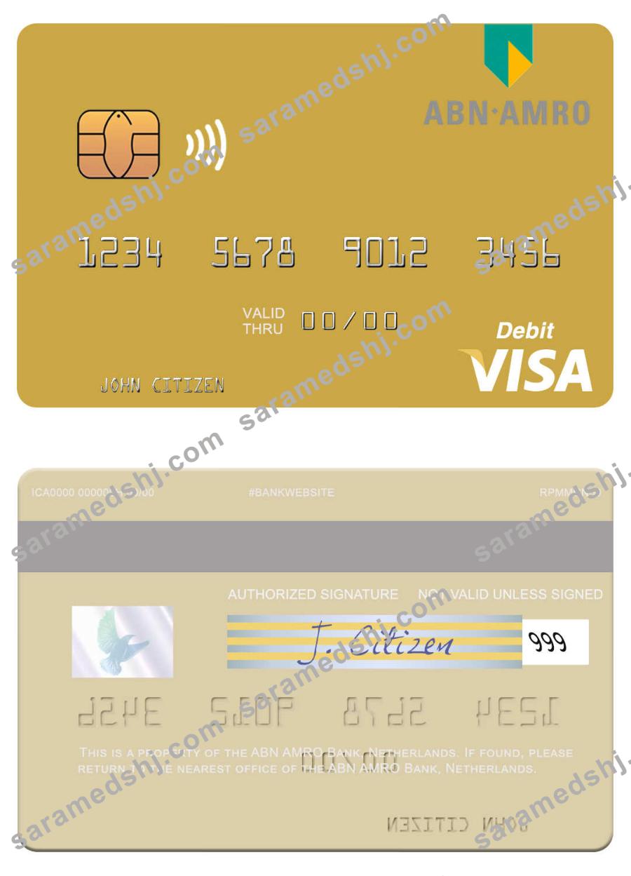 Netherlands ABN AMRO Bank visa debit card